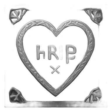 a black tombstone with the inscriptions in silver R. i. p. and a silver heart in the center sticker