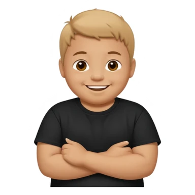 happy little fat young boy in black t shirt  sticker
