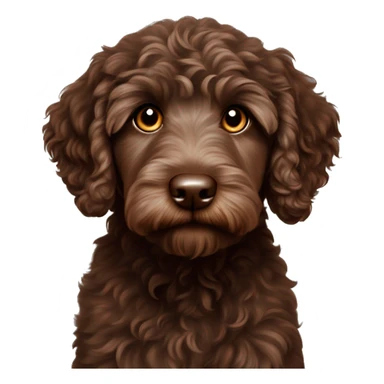 Dark brown Australian labradoodle puppy with hazel eyes sticker