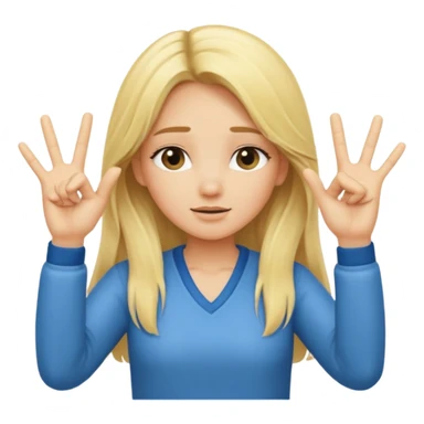 blonde cartoon girl long hair making time out gesture hands making "t" sign sticker