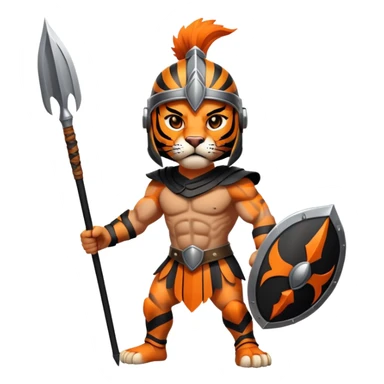 Spartan tiger warrior with helmet and spear sticker