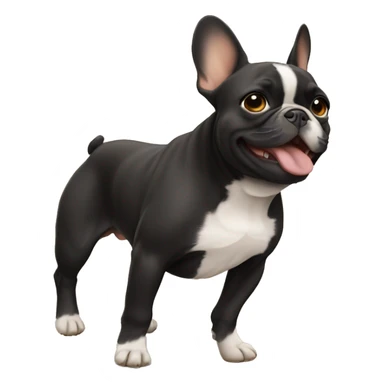 Black and tan colored French bulldog dancing sticker