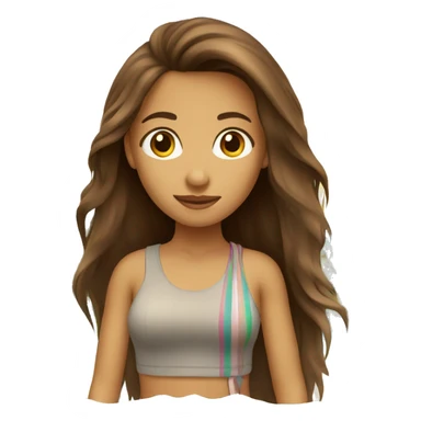 Brown long hair girl on vacation sticker