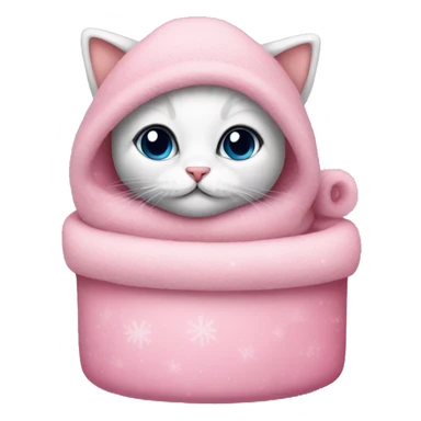 Cozy Christmas kitten wearing pink sticker