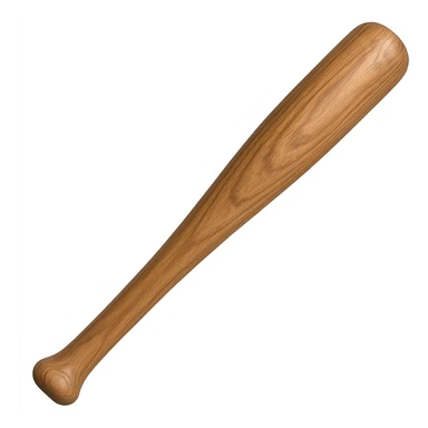 Make the baseball bat thicker and appear as realistic wood while maintaining the same style and transparent background. sticker