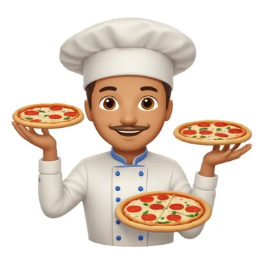 smiling Italian chef spinning pizza dough sticker