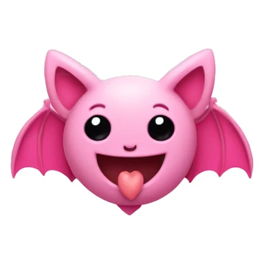 pink bat in love with pink hearts surrounding it sticker