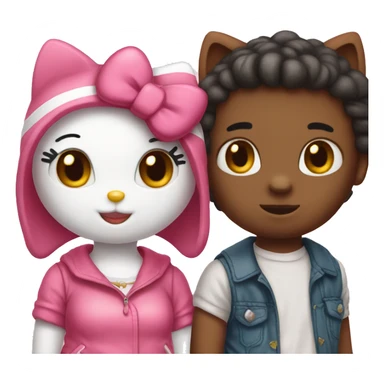 hello kitty with her boyfriend kitty sticker