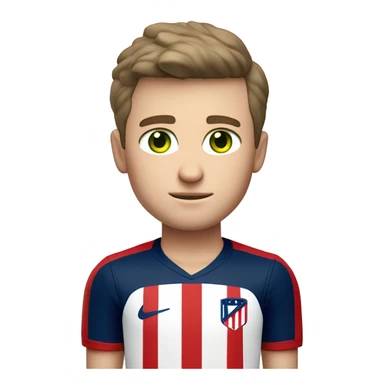 White man with green eyes and brown hair Altético de madrid shirt and black shorts white white Nikes sticker