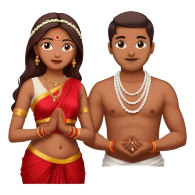 indian woman in saree and indian man in dhoti (shirtless) putting garlands on each other sticker