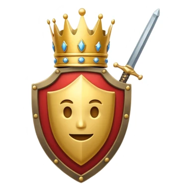 Powerful emoji with only sword, shield and crown sticker