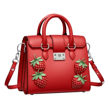 Ultra realistic Alexander Wang bag, in cottagecore strawberry aesthetic print including realistic embellishments, 8k hd quailty  sticker