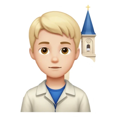 White boy in front of a school called Kogod  sticker