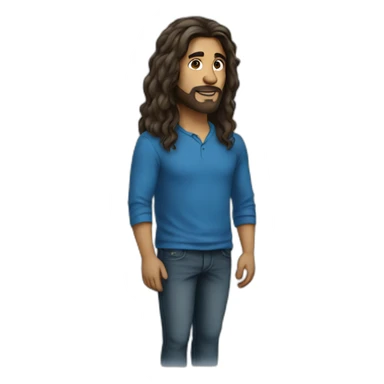 Sasha - men - long hair - blue sticker