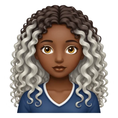 dark skinned girl with long curly hair with platinum highlights sticker