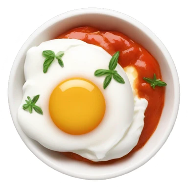 Poached egg on yogurt and tomato sauce sticker