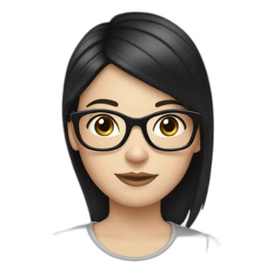 A white girl with black hair wearing a glasses  sticker