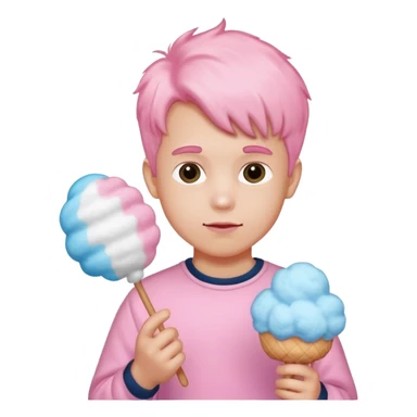 cotton candy holding male kid sticker