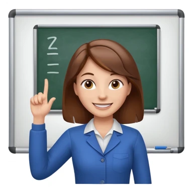 Happy instructor female brown hair whit board sticker