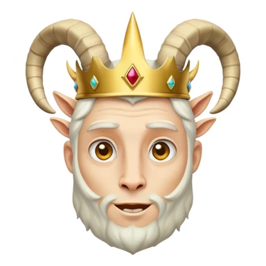 man with goat horns wearing a crown sticker