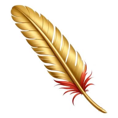 3D perspective writing premium golden ink feather sticker