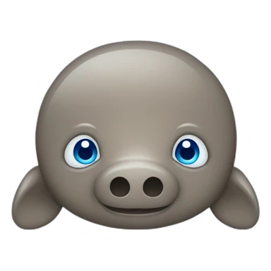 Brown manatee with blue eyes greeting sticker