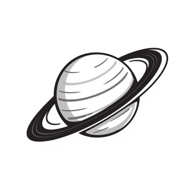Hand-drawn Saturn planet in grey tones sticker