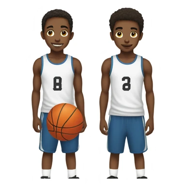 Teen twin boys with basketball and tank tops  sticker
