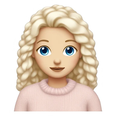 Pretty blue eyed white girl with light pink sweater cozy sticker