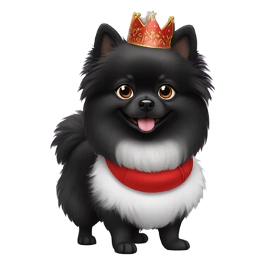 Black Pomeranian Spitz in a New Year's costume sticker