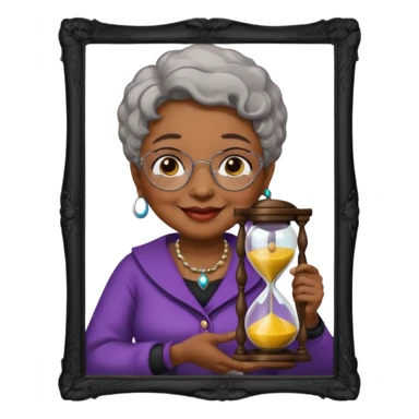 black grandma holding hourglass in a frame sticker