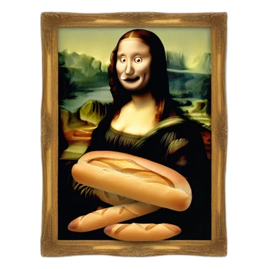 Mona lisa eating baguette sticker