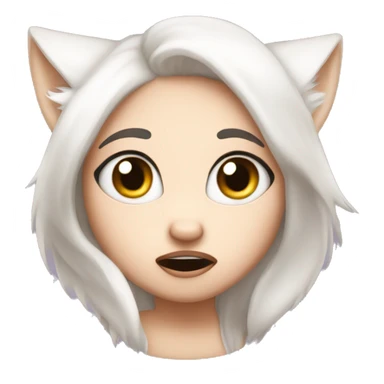 Flustered girl white fox blushing sticker