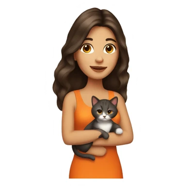 pretty brunette woman holding orange cat sticker