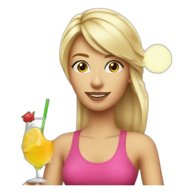 sporty blond girl drinks cocktail sticker