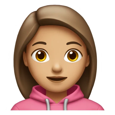 A girl with straight hair and brown  with a pink hoodie  sticker
