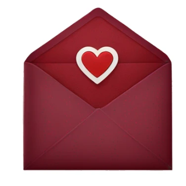 burgundy envelope with heart stamp sticker