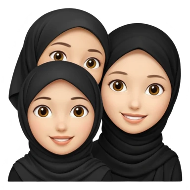 two girl with black hijab and another girl without hijab sticker