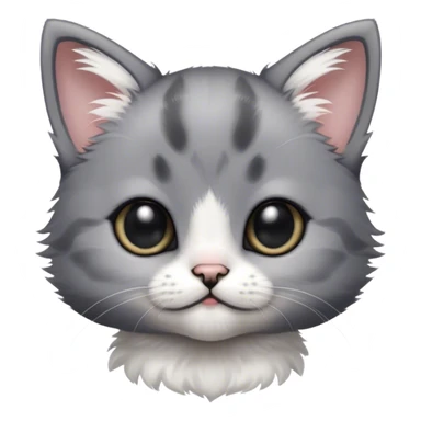 very small black and gray kitten with a big head sticker