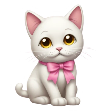 Sad cat with a pink bow sticker