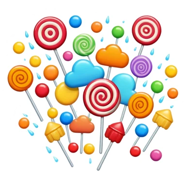 candy rain falling from clouds, colorful candies sticker