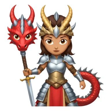 Fierce Latina in armor with a sword cutting off the head of a dragon sticker