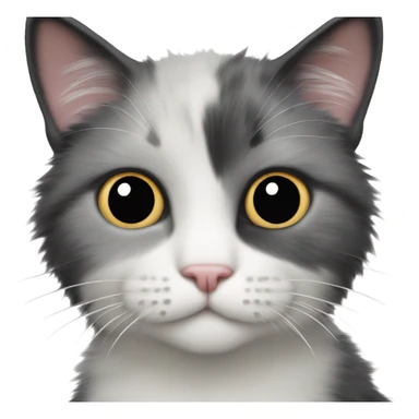 Fluffy tuxedo kitty with little black spot under nose sticker