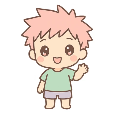 a chibi boy with spiky hair in anime style sticker