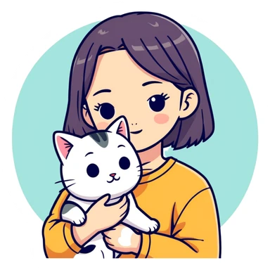 Asian girls with cat sticker