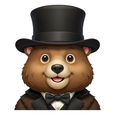 Bear with a full black tophat sticker