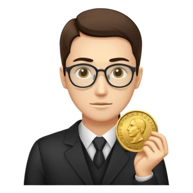 avers gold coin in front side with data scientist close-up and detailed piece of coin sticker