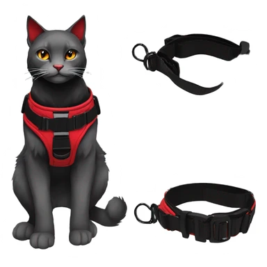 Anthro Edgy Elegant black red anthro cat harness collar techwear sticker