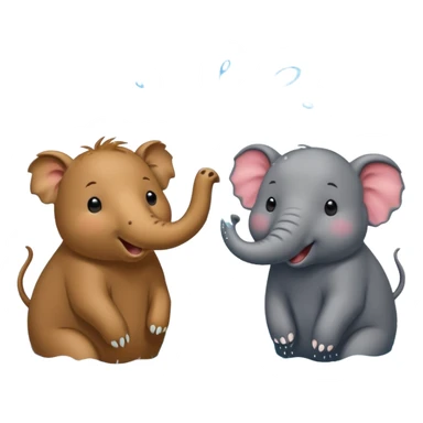 capybara and an elephant play happily with each other on water sticker