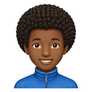 Une homme de 17 ans il a la peau noir foncé , des lèvres pulpeuses  . Il a un taper bouclé afro très court  sticker